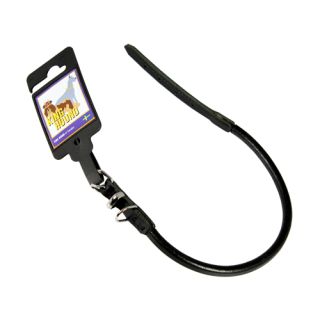 Läderhalsband, rundsytt, svart, 10mm x 40cm