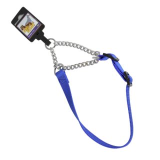 Justerbart halvstryphalsband av nylon, blått, 20mm x 35-55cm