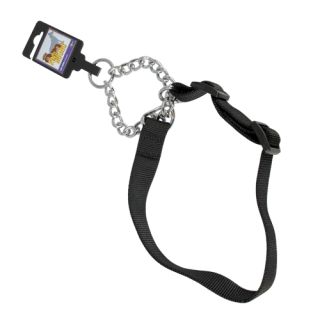 Justerbart halvstryphalsband av nylon, svart, 25mm x 45-70cm