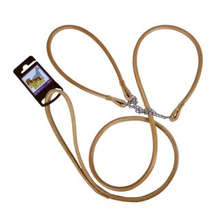 King Hound Läderkoppel med stryphalsband, natur, 10mm x 120cm