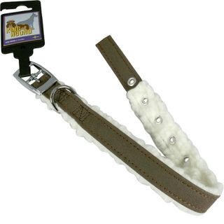 Halsband, pälsfodrade, mörkbrun/vit, 20mm x 45cm