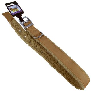 Halsband, pälsfodrade, brun/beige, 25mm x 65cm