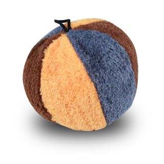 Boll plysch Brun/blå/orange 12,5 cm.