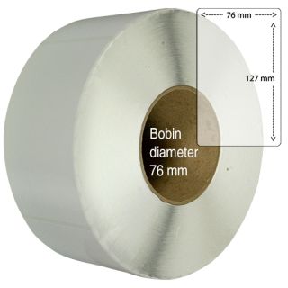 Etiketter på rulle, självhäftande, högblanka för bläck, 76 x 127mm, 1100 st