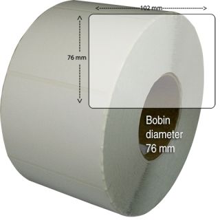 Etiketter på rulle, självhäftande, högblanka för bläck, 102x 76mm, 1570 st