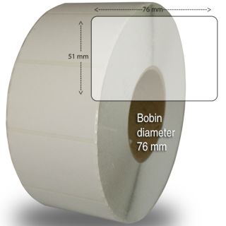 Etiketter på rulle, självhäftande, högblanka för bläck, 76 x 51mm, 2310 st