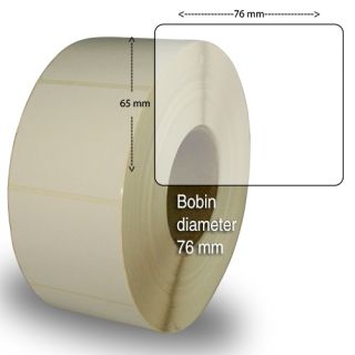 Etiketter på rulle, självhäftande, högblanka för bläck, 76 x 65mm , 2000 st