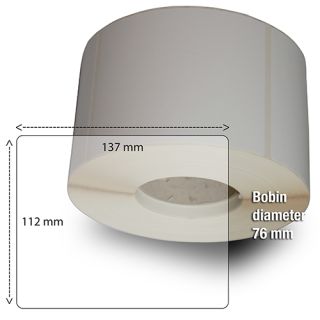Etiketter på rulle, självhäftande, högblanka för bläck, 112-137 mm, 1000 st