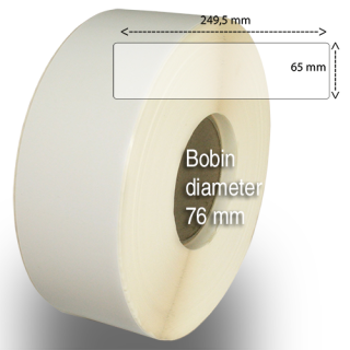 Etiketter på rulle, självhäftande, högblanka för bläck, 65-249,5 mm, 600 per rulle