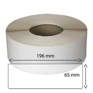 Etiketter på rulle, självhäftande, högblanka för bläck, 65-196 mm, 750 per rulle