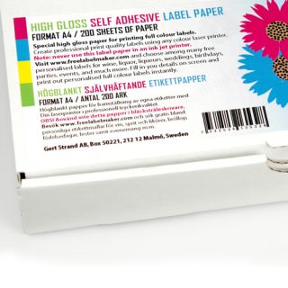 Självhäftande högblankt A4 etikettpapper, 200 ark