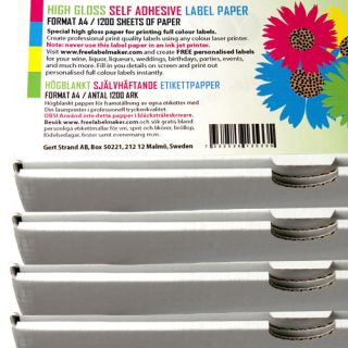 Självhäftande högblankt A4 etikettpapper, 1200 ark