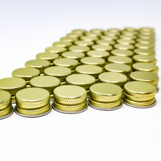 Kapsyl aluminium 20 mm med gängor, guldfärgad, 50-pack