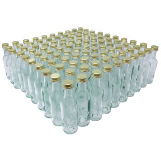 Glasflaska rund 118x32 mm, 50ML glasklar 74 gram med 20mm kapsyler, 100-pack